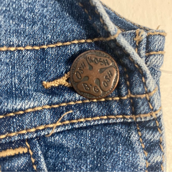 Oshkosh B’Gosh Vestbak Toddler Size 3T Blue Denim Overall Shorts Adj Strip - Picture 10 of 15